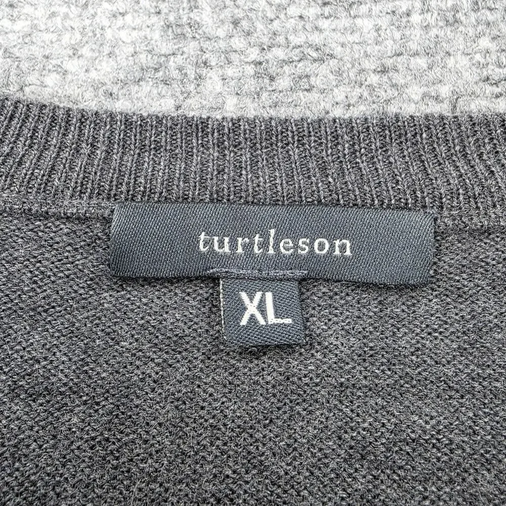 Turtleson Sweater Mens XL Gray V Neck Merino Wool Long Cove Club Golf Pullover